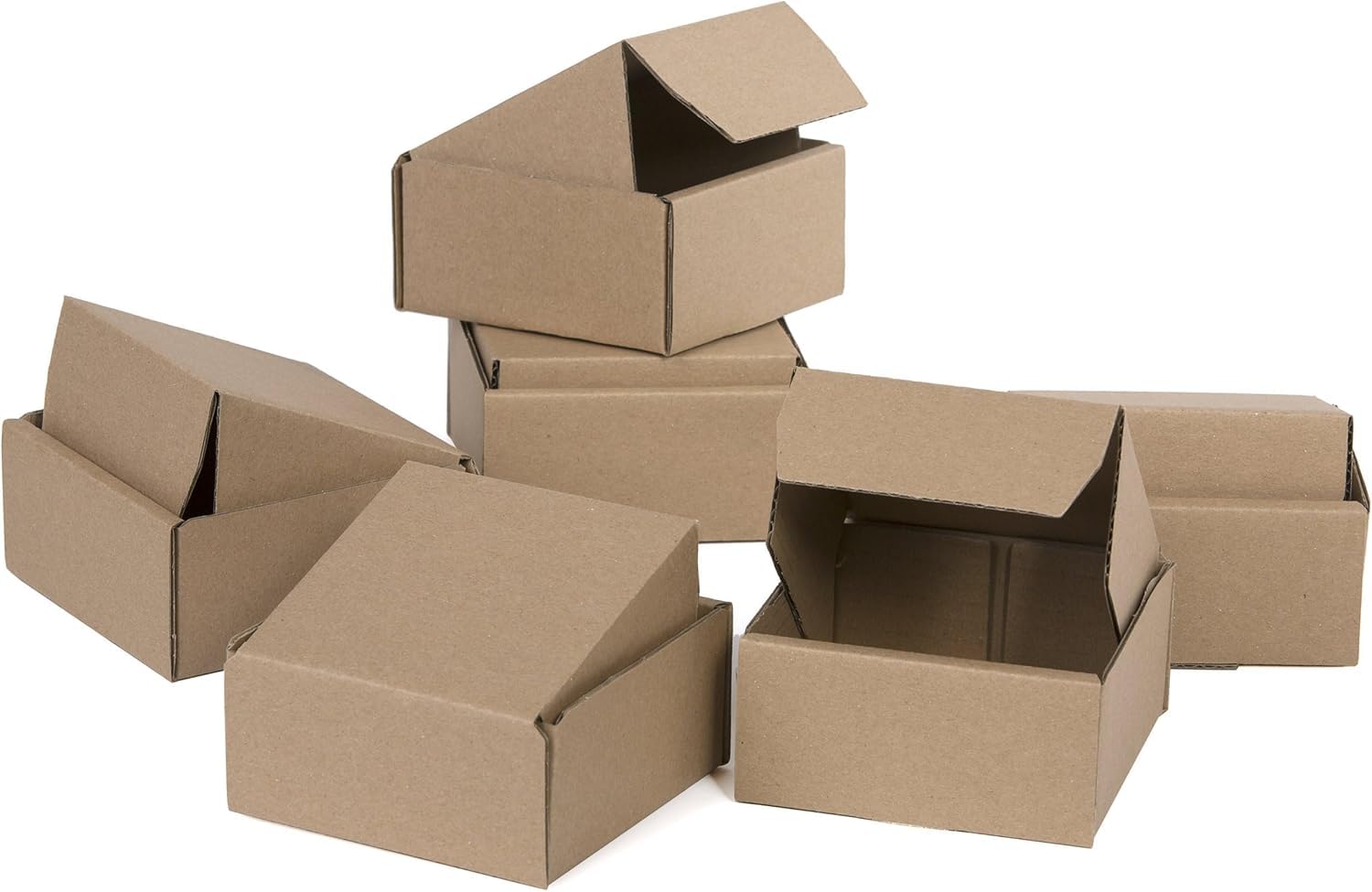500 Stück Faltkarton 150x150x50 mm Innenmaß Versandkarton E-commerce Karton 1-Wellig 400G Braun Kartonage Verpackung Postkarton Versandschachtel Paket Päckchen