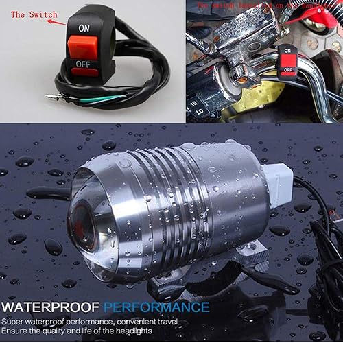 Miniatura 4 de 2 luces LED brillantes de trabajo auxiliar para motocicleta de 30 W + 2 interruptores de botón de encendidoapagado, universales para automóvil,