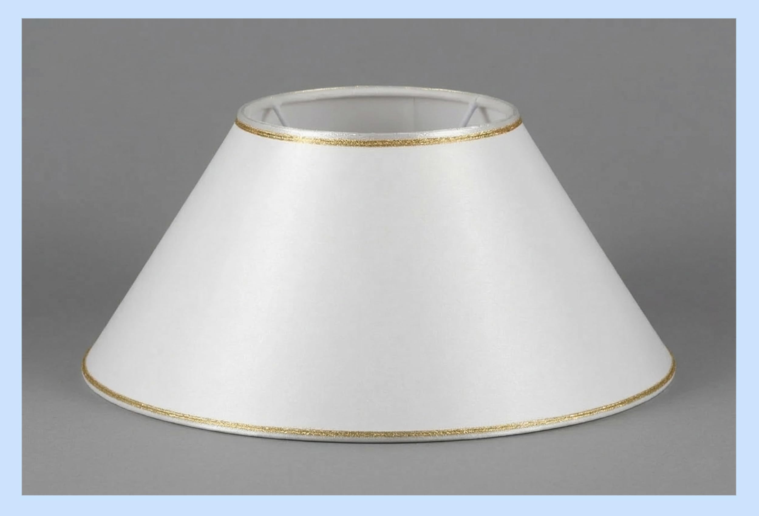 Paolo Rossi paralume prime moderno cappello modello cinese in tessuto bianco e PVC con rifinitura oro - produzione propria - made in Italy (diametro cm 50)