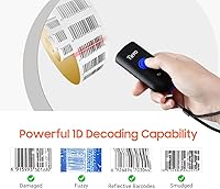 Vista 7 de Tera - Escáner de código de barras inalámbrico 1D láser mini de bolsillo impermeable 3en1 compatible con Bluetooth USB con cable portátil lector