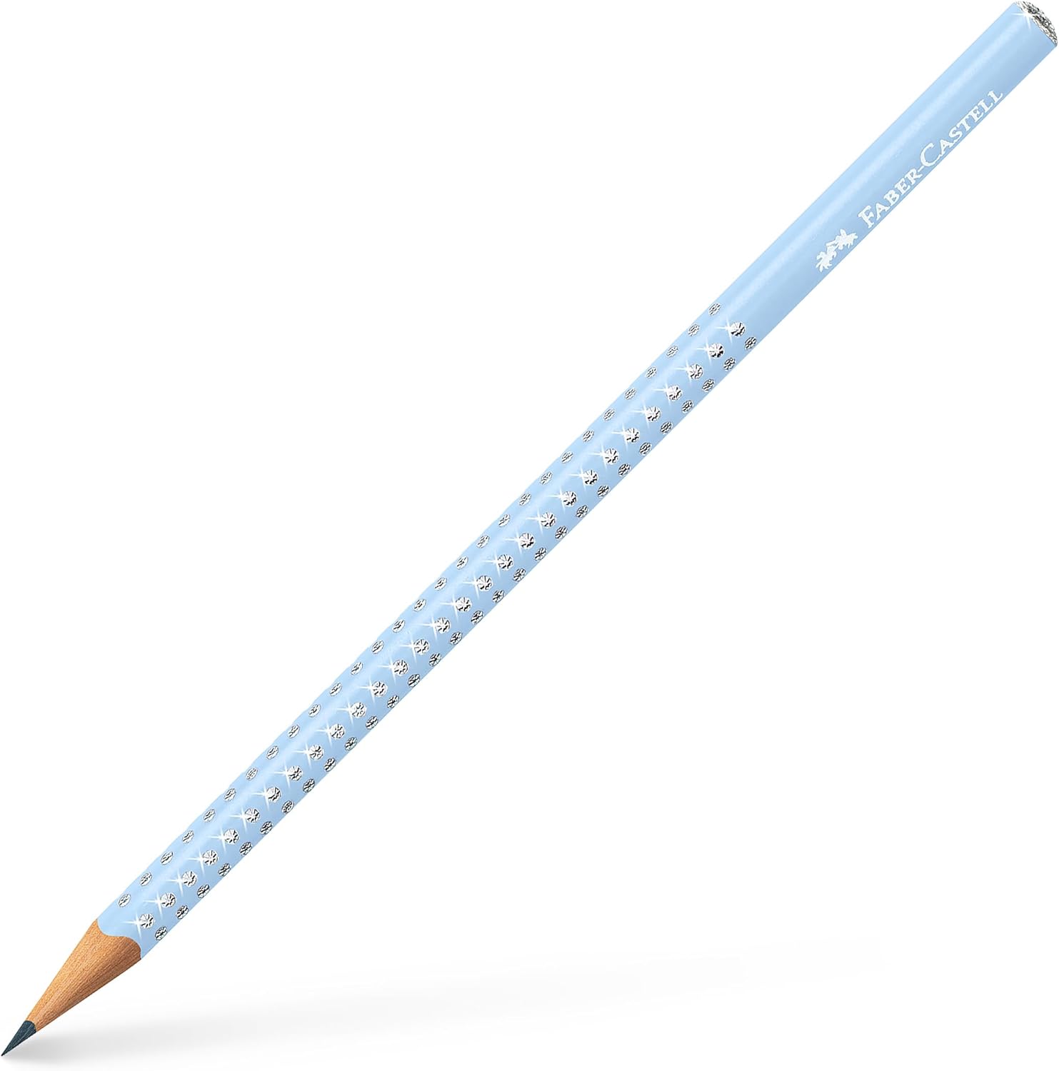 Faber-Castell Sparkle 218471 Pencil Set with Sharpener, Eraser and 2 Pencils, Writing Set Sleeve in Sky Blue