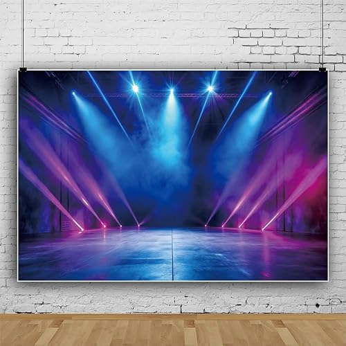 3D Stage Backdrop Blue Laser Discos Party Neon Stage Photogr