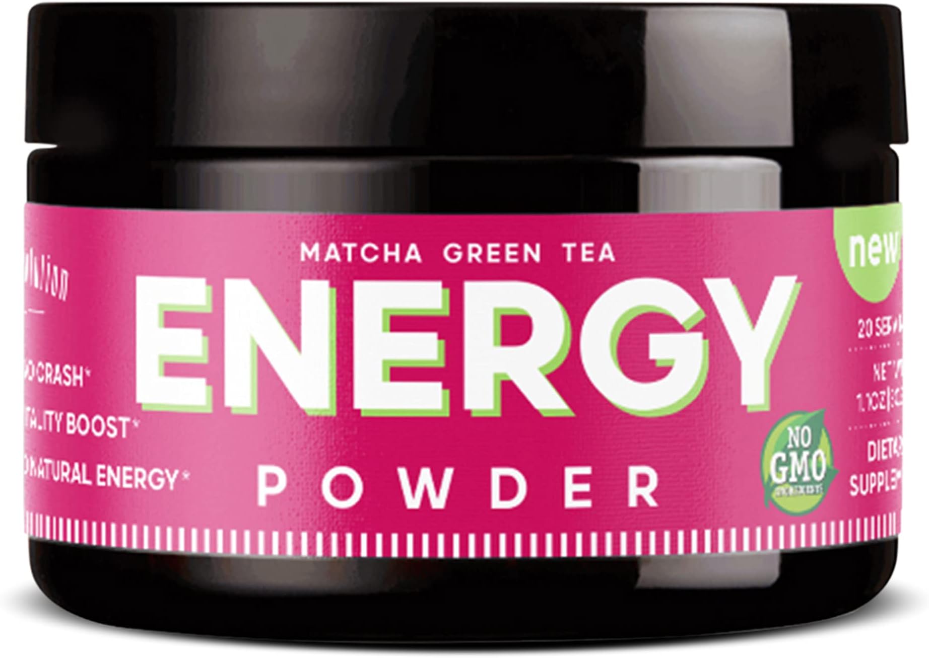 Energy Powder - Natural Caffeine | Focus & Brain Boost Formula | Nootropic - No Crash & No Sugar (20 Servings) Matcha Green Tea, Guarana, L-Theanine, Eleuthero – Plant Based Energy - 0 Cal | 1.1oz