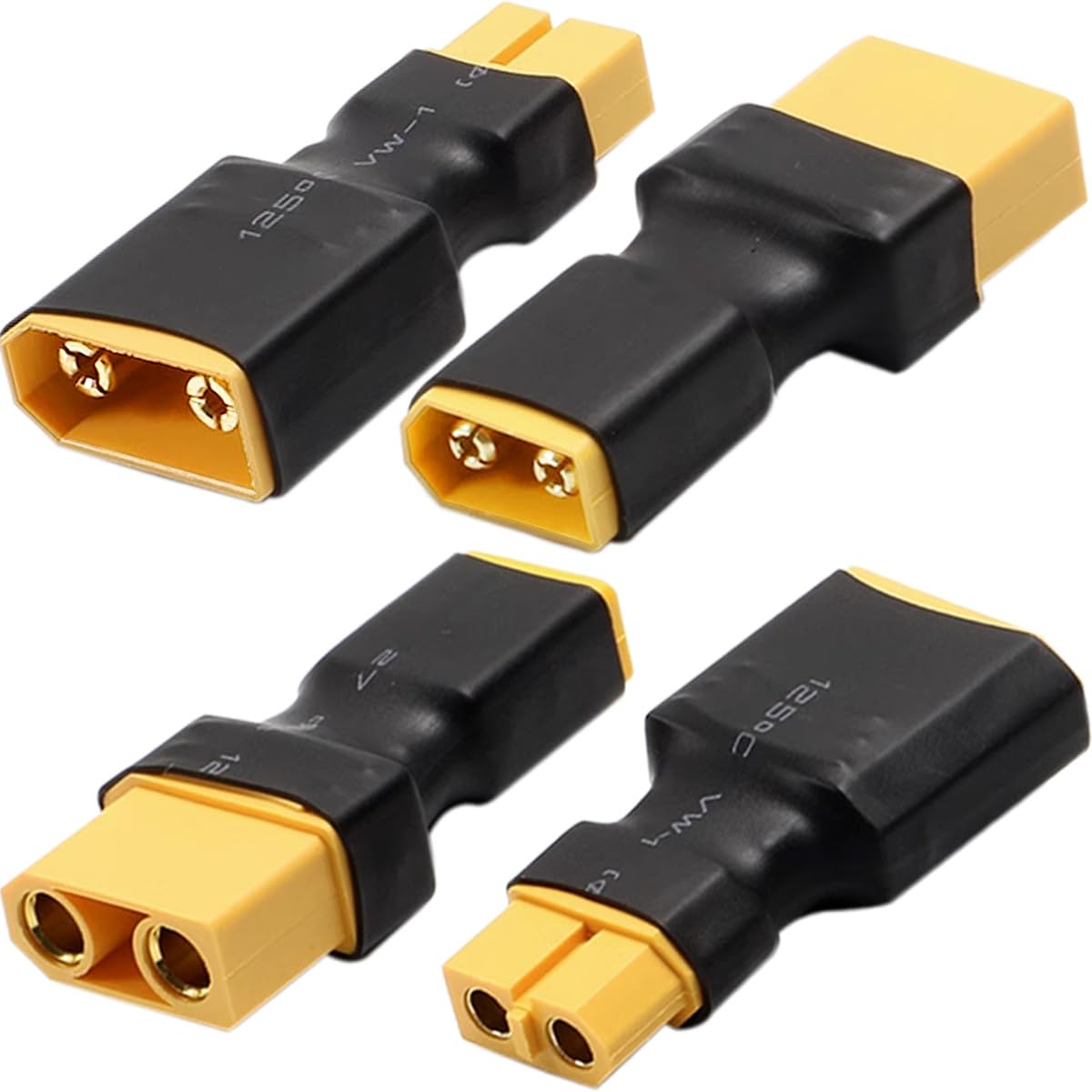 HAAMNING7 XT60 to XT90 Male Female Adapter Connector for RC LiPo Battery Charger Drone Car, XT60 XT90 Plug Jack Converter, RC Power Supply Adapter, 4 Pcs