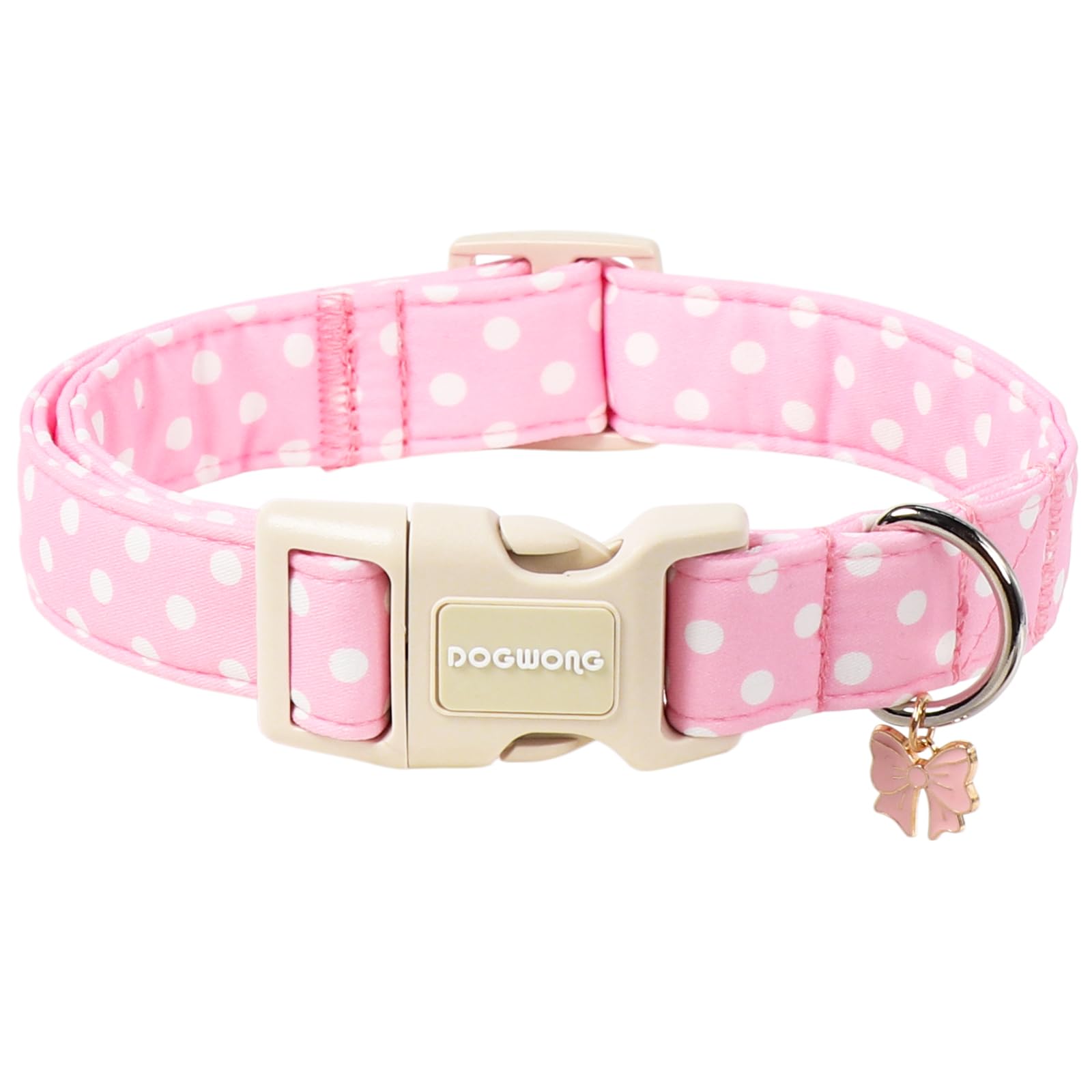 DOGWONG Pink Polka Dog Collar