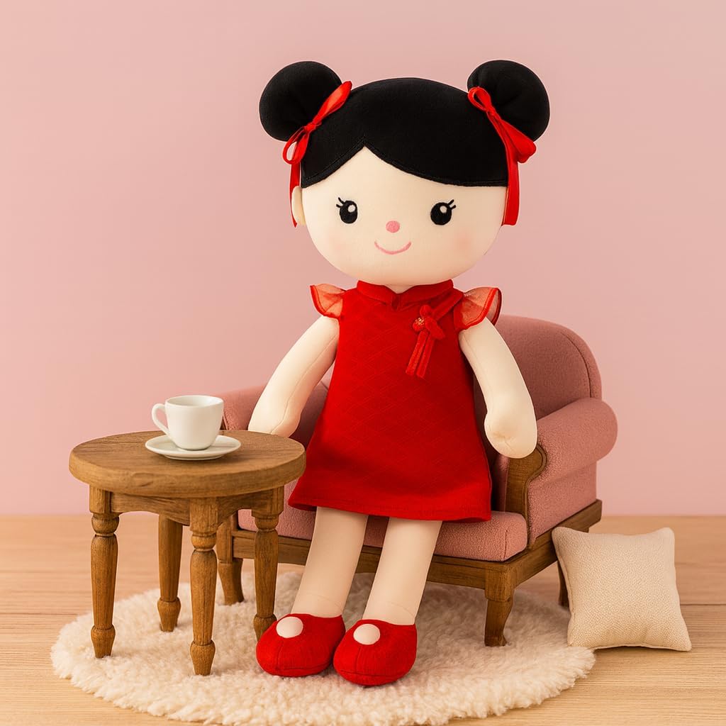 Soft Baby Doll Toys (16'') Baby Rag Doll for Girls Birthday Gifts Cuddly Plush Toys for Toddler Kids (Cheongsam Girl) - Image 6