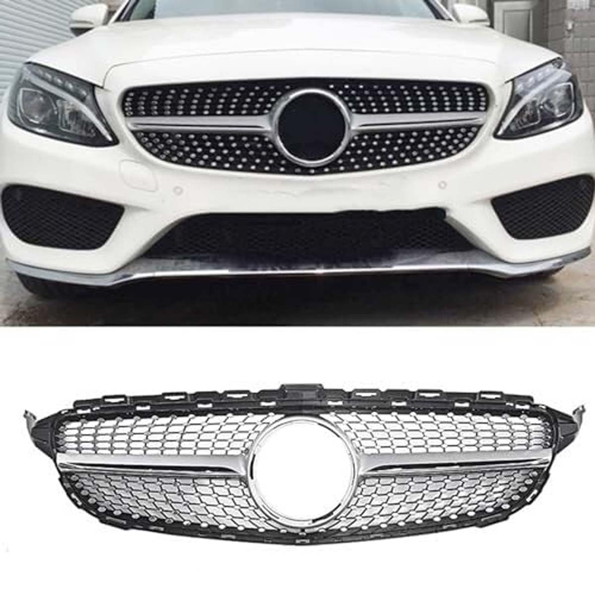 BXQDAM Front grille,Compatible with Mercedes-Benz W205 C Class C200/C250/C300 2014-2018,Front grille parts