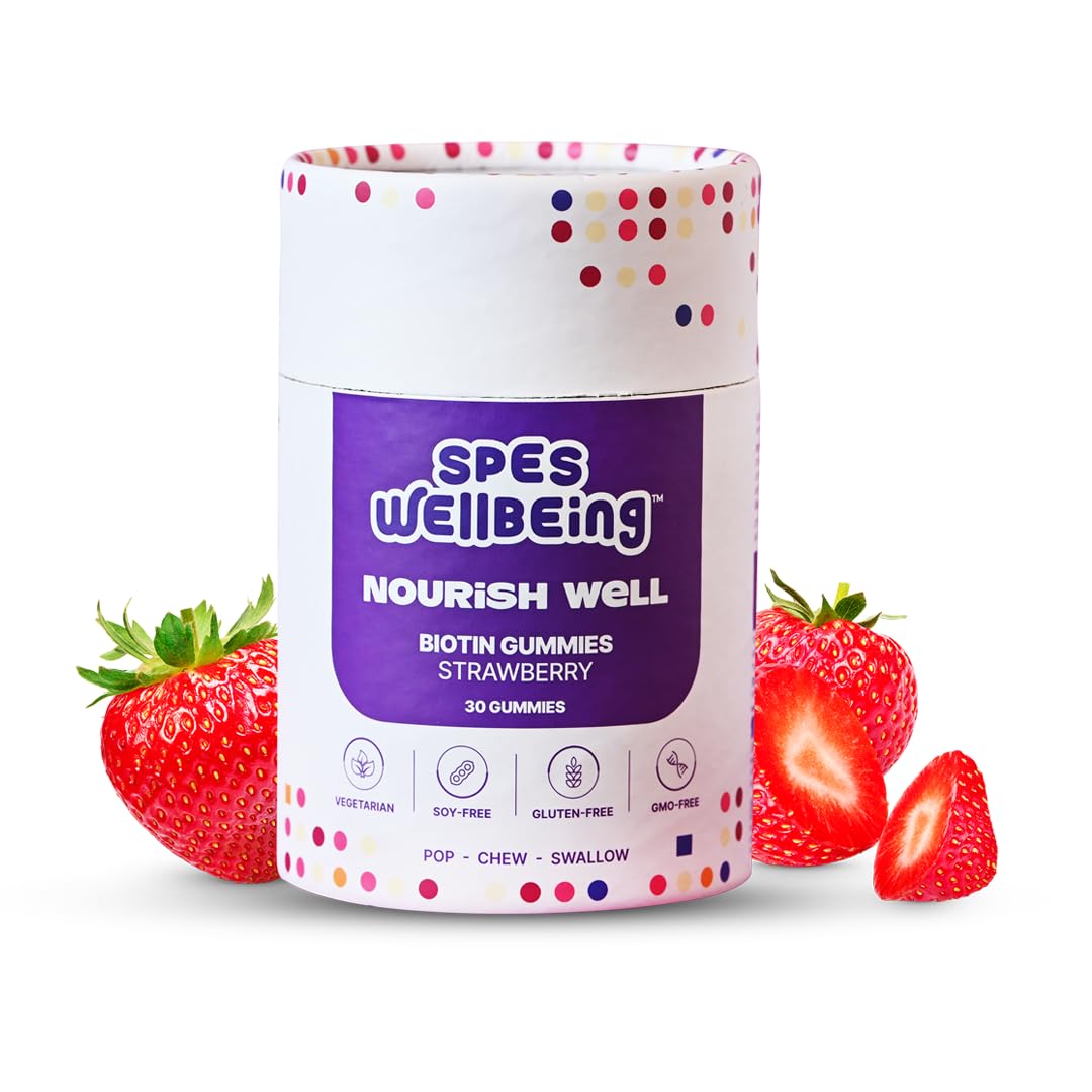 Spes Wellbeing Biotin Gummies | 30 Gummies | High Potency Biotin & Multivitamins | Hair Growth Support, Healthy Nails, Skin Radiance, Boosts Energy & Metabolism | Strawberry Flavour | 100% Veg (B0CC9LTY39) Amazon Price History, Amazon Price Tracker