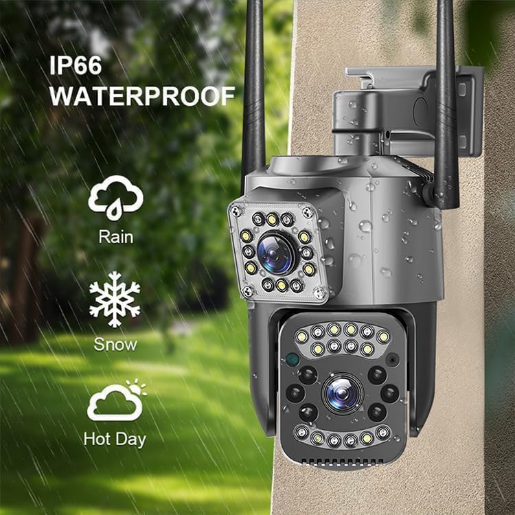 Image of Dr Vision 6MP Smart WiFi Dual Lens Outdoor PTZ CCTV Camera | 360 Rotation | Color Night Vision | Motion Detection | Two Way Audio | Wireless Home Security with Mobile App V380 Pro (Dual Lens PTZ)
