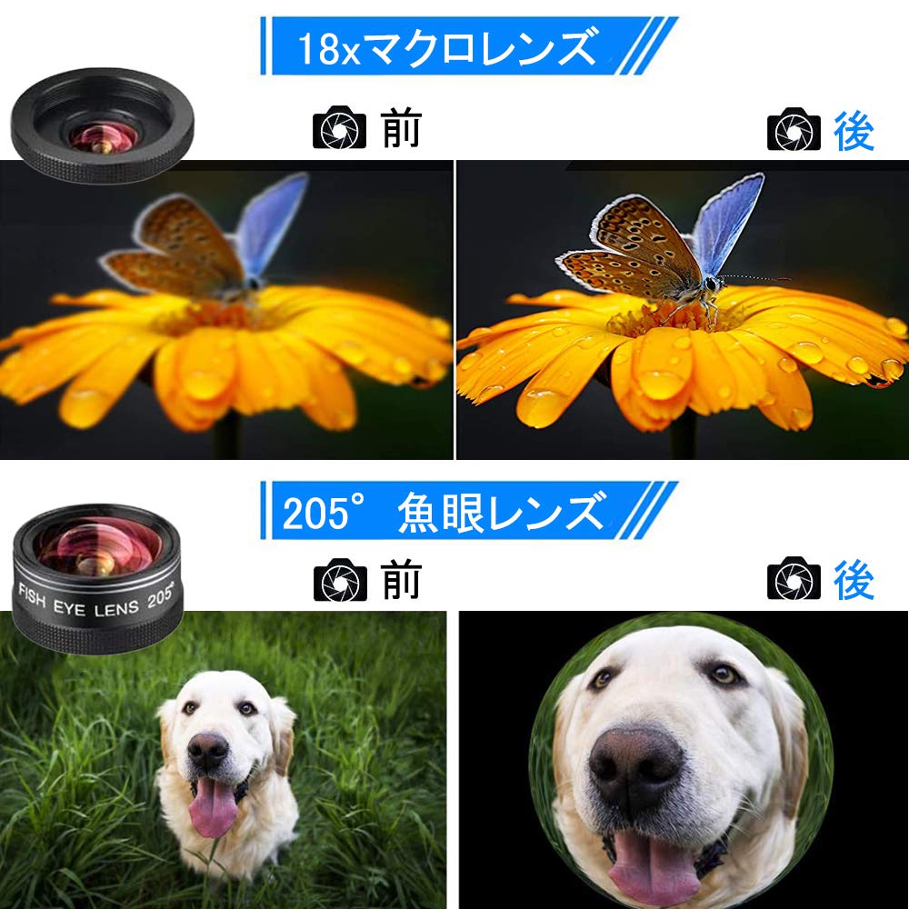 Amazon.co.jp: 5in1 スマホレンズ 携帯カメラ 20X望遠レンズ 0.6X広角