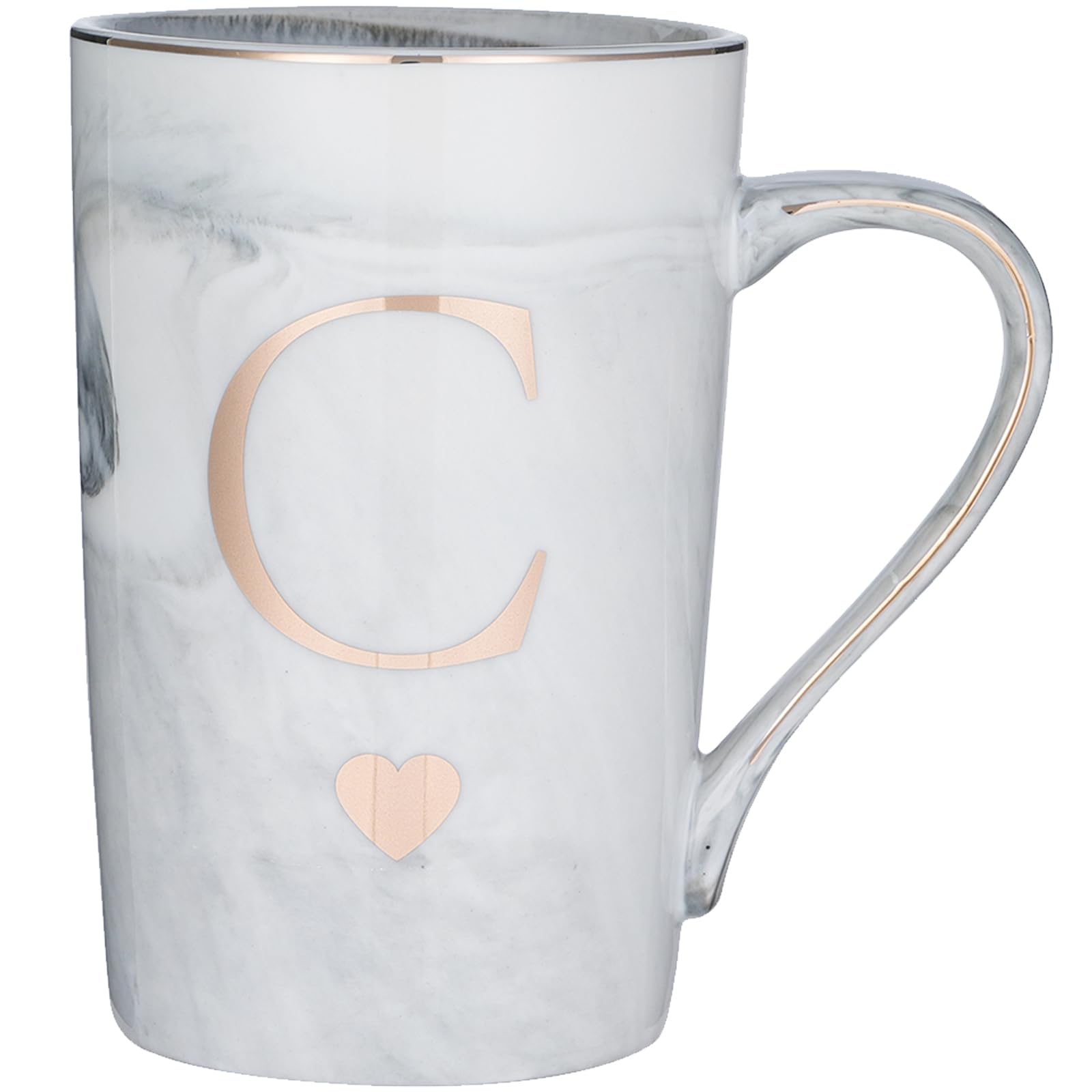 Personalized Initial Gifts for Women Men Letter C 12 Ounce Marble Style Ceramic Coffee Mug Letter Drink Cup Birthday Graduation Christmas Wedding Bridesmaid Proposal Gift(C)
