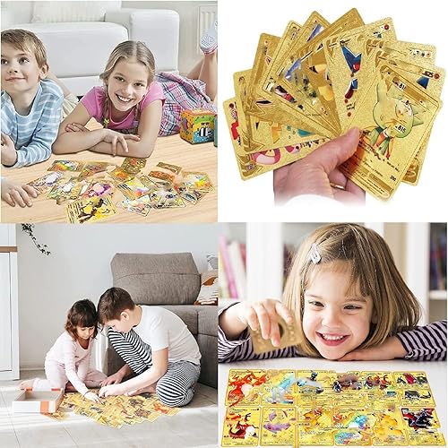 Image of VARIYA ENTERPRISE New Playing Cards | 55 Pcs Gold Foil Card | Assorted Cards TCG Deck Box | V Series Cards Vmax GX Rare Golden Cards and Common-Rare Mystery Card | Best Gift for Kids