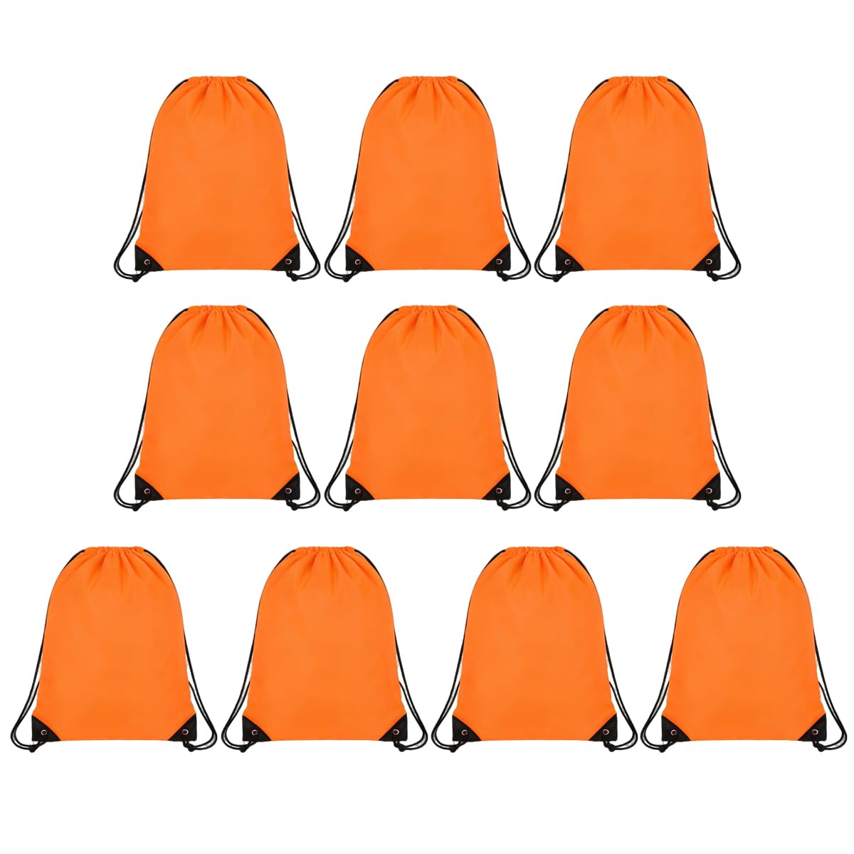 Stycypel 10 Pack drawstring bags backpack,draw string bag gym,waterproof drawstring bag for swim, gym, sports & travel,swimming beach storage organization - Orange