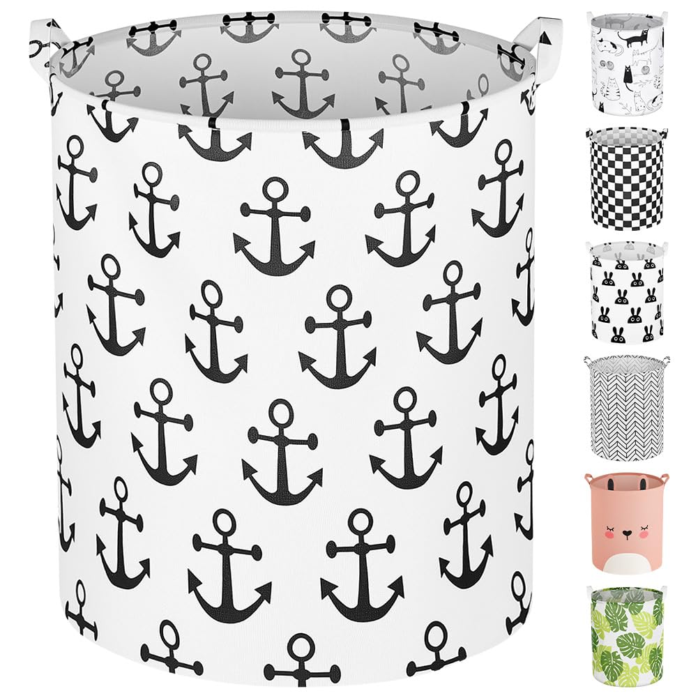 AUAUY Collapsible Laundry Basket, Large Laundry Hamper with Handle, Waterproof Dirty Clothes Basket, 40*50cm Cylindric Washing Baskets for Laundry Bedroom Bathroom Dorm Storage Clothes Bed Sheet Toys