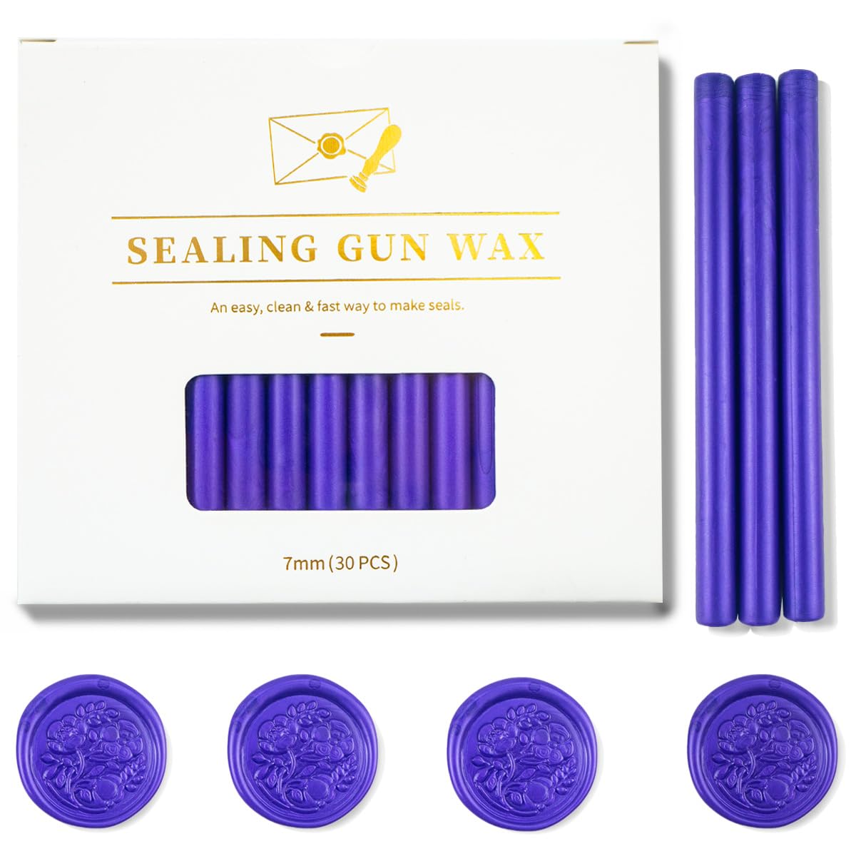 30Pcs Purple Wax Seal Sticks, 7mm for Mini Glue Gun Sealing