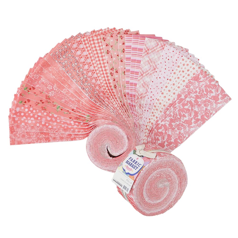 Robert Kaufman Assorted Flowerhouse Fabric Market Guava Roll Up 40 2.5-Inch Strips Jelly Roll Ru-1426-40