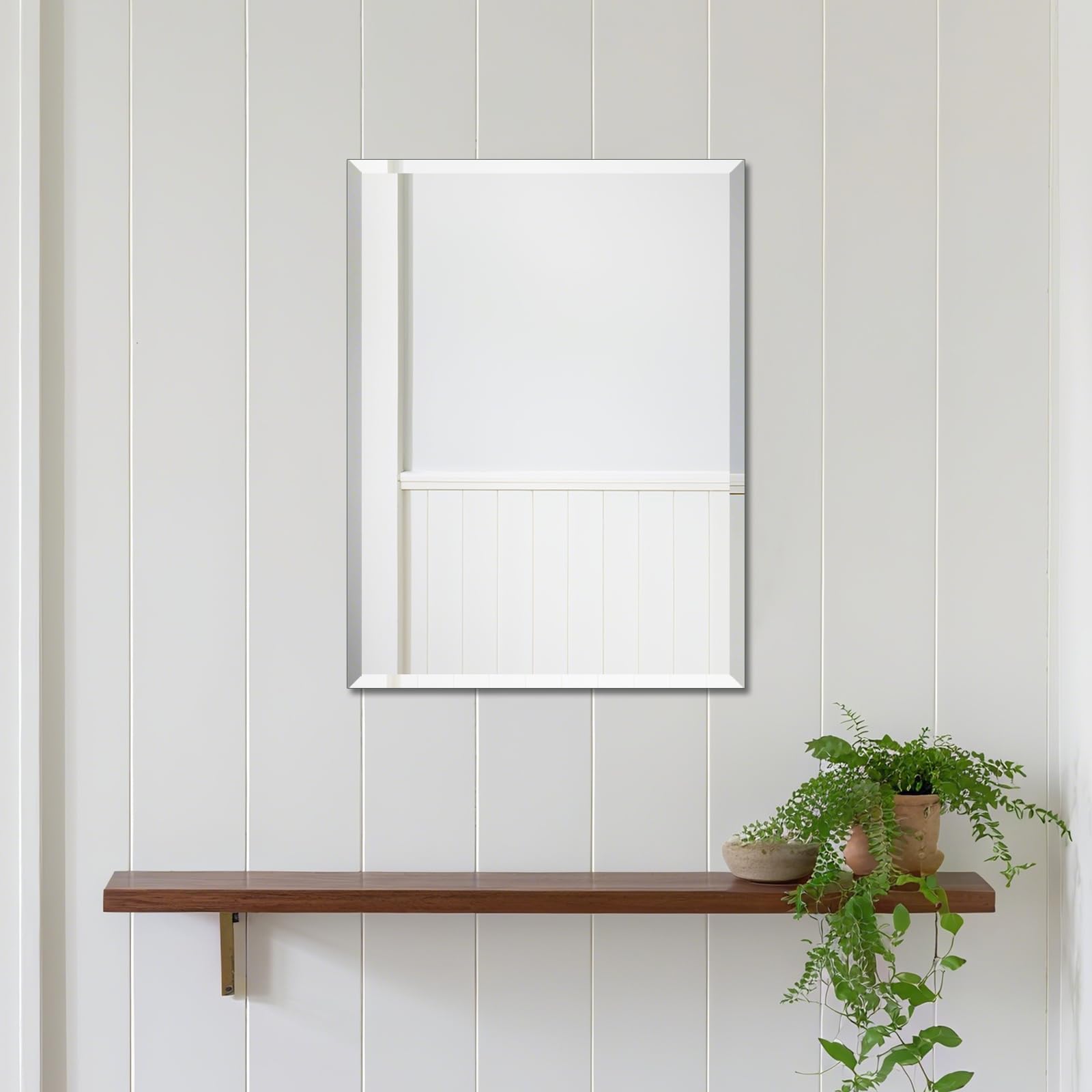Beveled Bathroom Mirror for Wall Rectangle Frameless Wall Mirror 16 x 12 Inch for Vanity Living Room Entryway