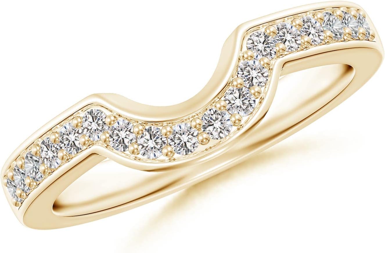 Angara Natural 0.32 ct Diamond Non Eternity Ring in 14K Yellow Gold for Women (Color : I | Clarity : I1) | April Birthstone, Birthday, Anniversary Jewelry Gift for Women
