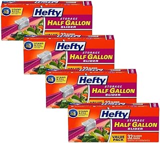 Hefty Slider Storage Bags, Half Gallon Size, 32 Count (Pack of 4)