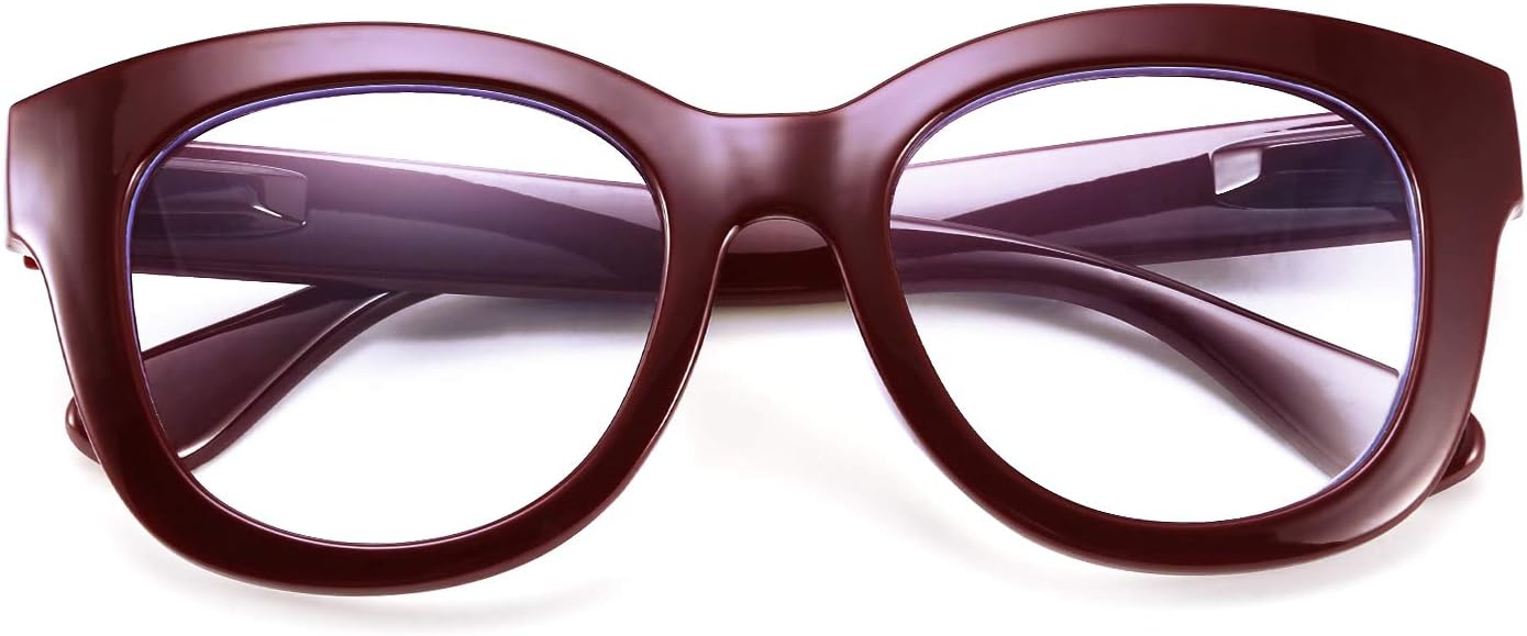 FEISEDY Retro Reading Glasses Thick Square Big Frame Blue Light Blocking Lens Anti Glare Digital Eyestrain B2534