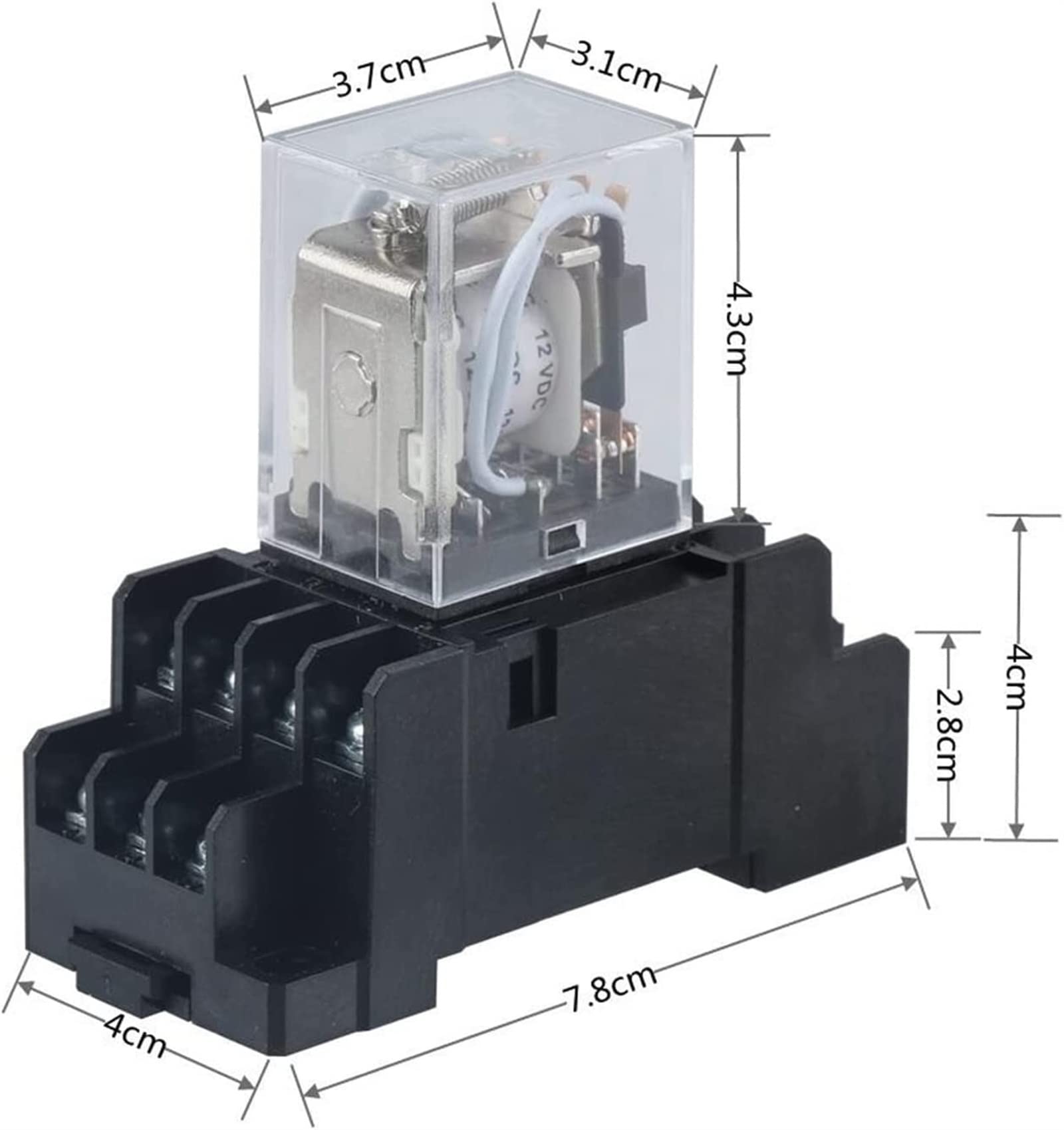 Relè 1Set Relè di potenza Bobina Relè for uso generico MY4 DPDT MY4NJ Relè DC12v / 24v AC 110v / 220v Interruttore relè con base presa Parti di ricambio(Size:24V VDC)
