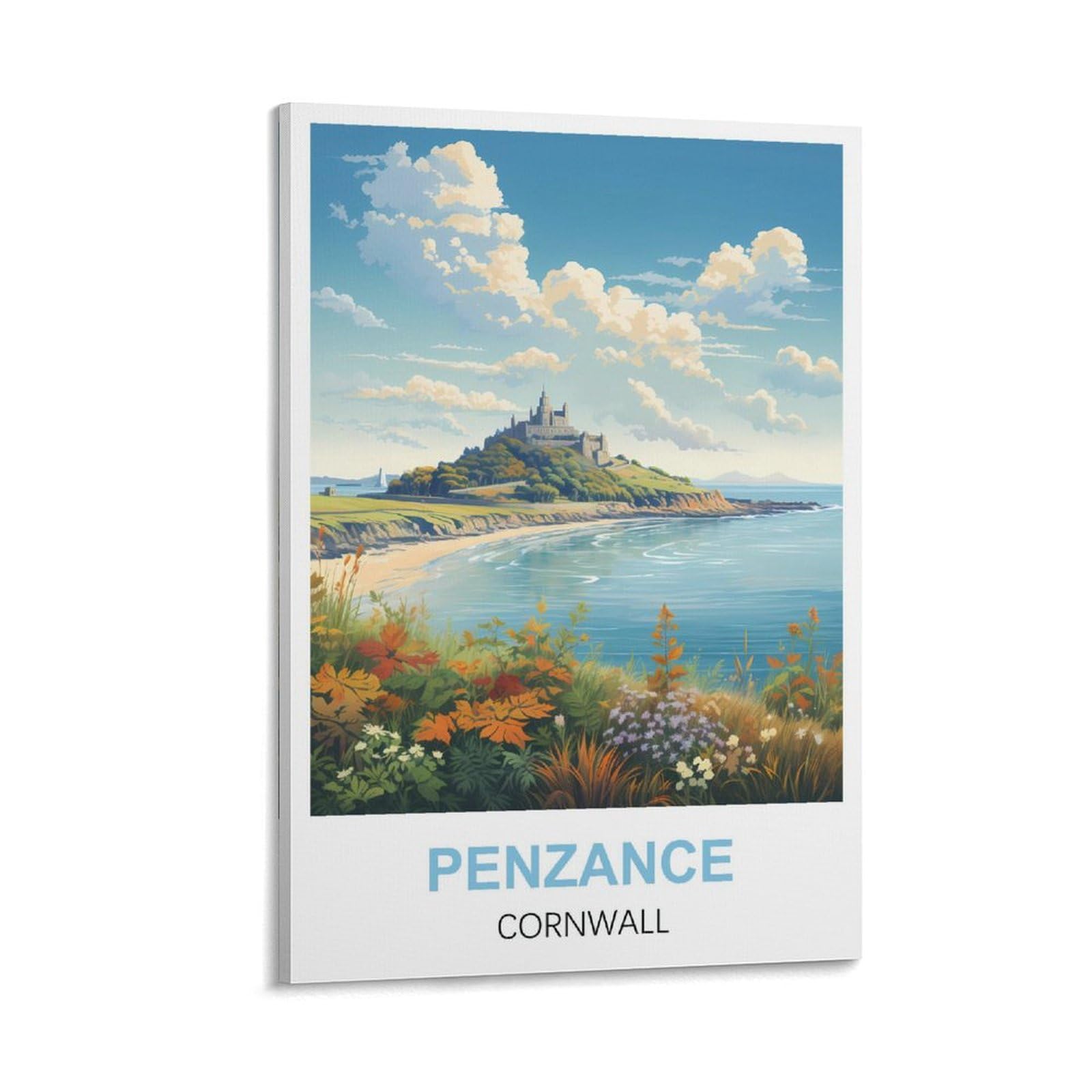 WHCHEEH Penzance Cornwall Vintage Travel Poster 08x12inch(20x30cm) Canvas Art Print Wall Art Decor Picture