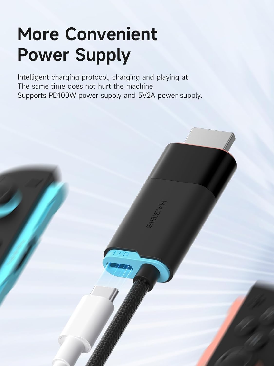 Hagibis Switch2 Dock for Nintendo Switch1/2 & Switch OLED, USB C to HDMI Cable Adapter with 4K@60Hz HDMI, 100W PD, Type-C to HDMI Adapter for Laptop, Tablet, SteamDeck, ROG Ally (Black 4K@60Hz)