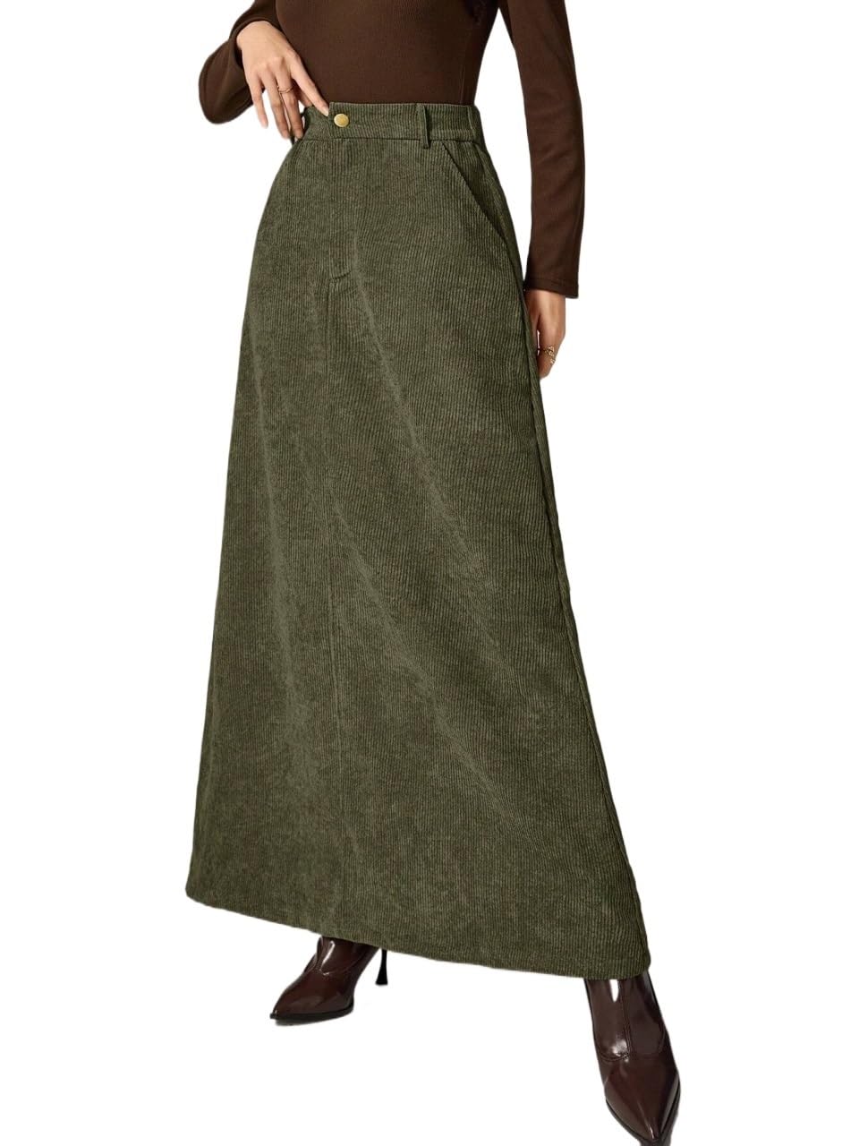 Solid Color Casual Long Skirt Womens Basic Versatile Trendy Skirt
