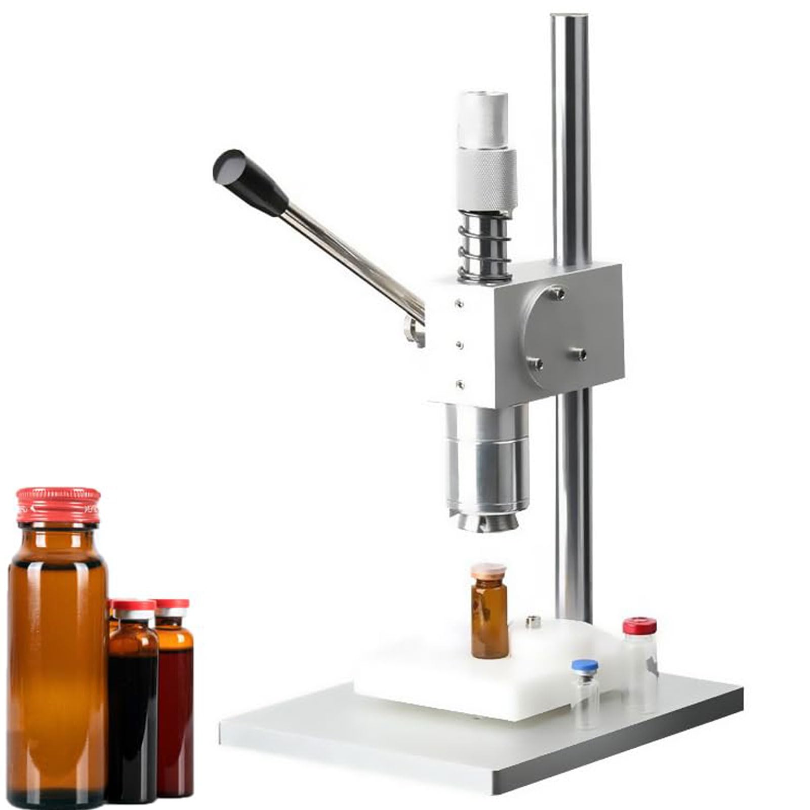 YNIYUJKL Manual Perfume Capper For Vial Sealing, Adjustable Height Aluminum Cap Sprayer With Anti-Slip Handle, Ideal For Essential Oil Spray Bottles 13-28Mm