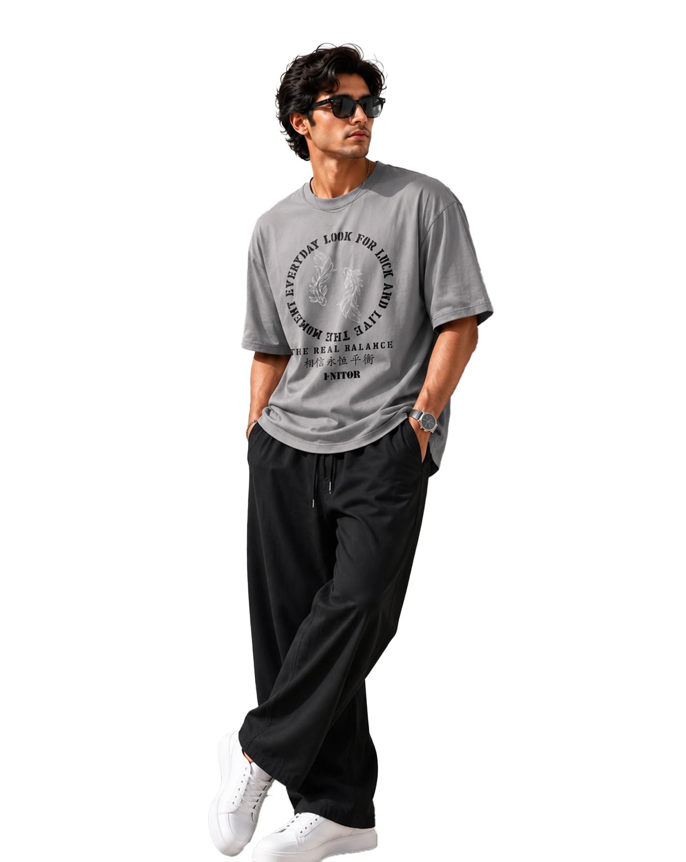 Men's Graphic Printed Casual Summer Wear Co-Ord Set | Oversized Round Neck T-Shirt & Track Pant Clothing Set for Men-image-45