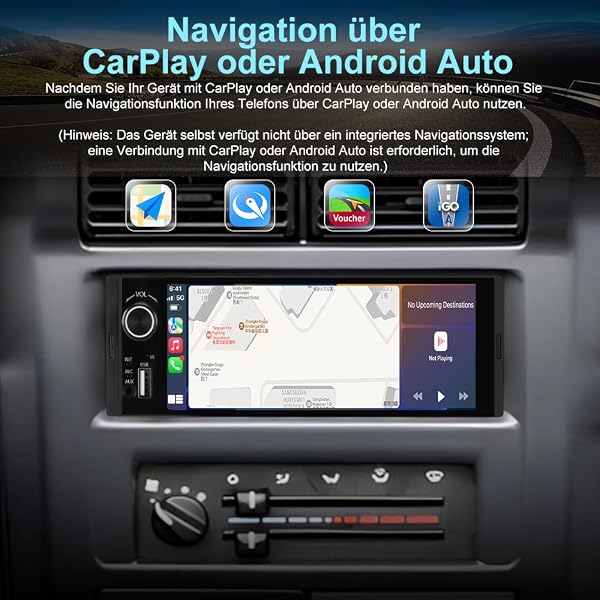 Junsun 1-DIN Autoradio mit 6,36 Zoll IPS-Touchscreen CarPlay & Android Auto, Lenkradsteuerung, Rückfahrkamera-Anschluss, USB, externes Mikrofon & RDS - 4