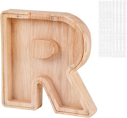 Alcancía de madera letras personalizadas banco de monedas caja de dinero grabada con texto alcancía de madera regalo para niños regalo de cumpleaños