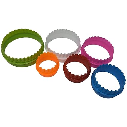 Innovarix Housewares 6 Pack Dual Sided Biscuit/Cookie Dough Cutter Set, Straight Round Smooth and Scalloped Ruffle Edged, Dishwasher Safe (1 Set)