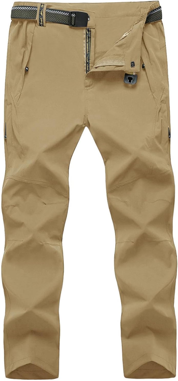 TBMPOY Men’s Lightweight Hiking Pants with Belt 5 Zip Pockets Waterproof Quick-Dry Travel Fishing Work Outdoor Pants TBMPOY Men’s Lightweight Hiking Pants with Belt 5 Zip Pockets Waterproof Quick-Dry Travel Fishing Work Outdoor Pants