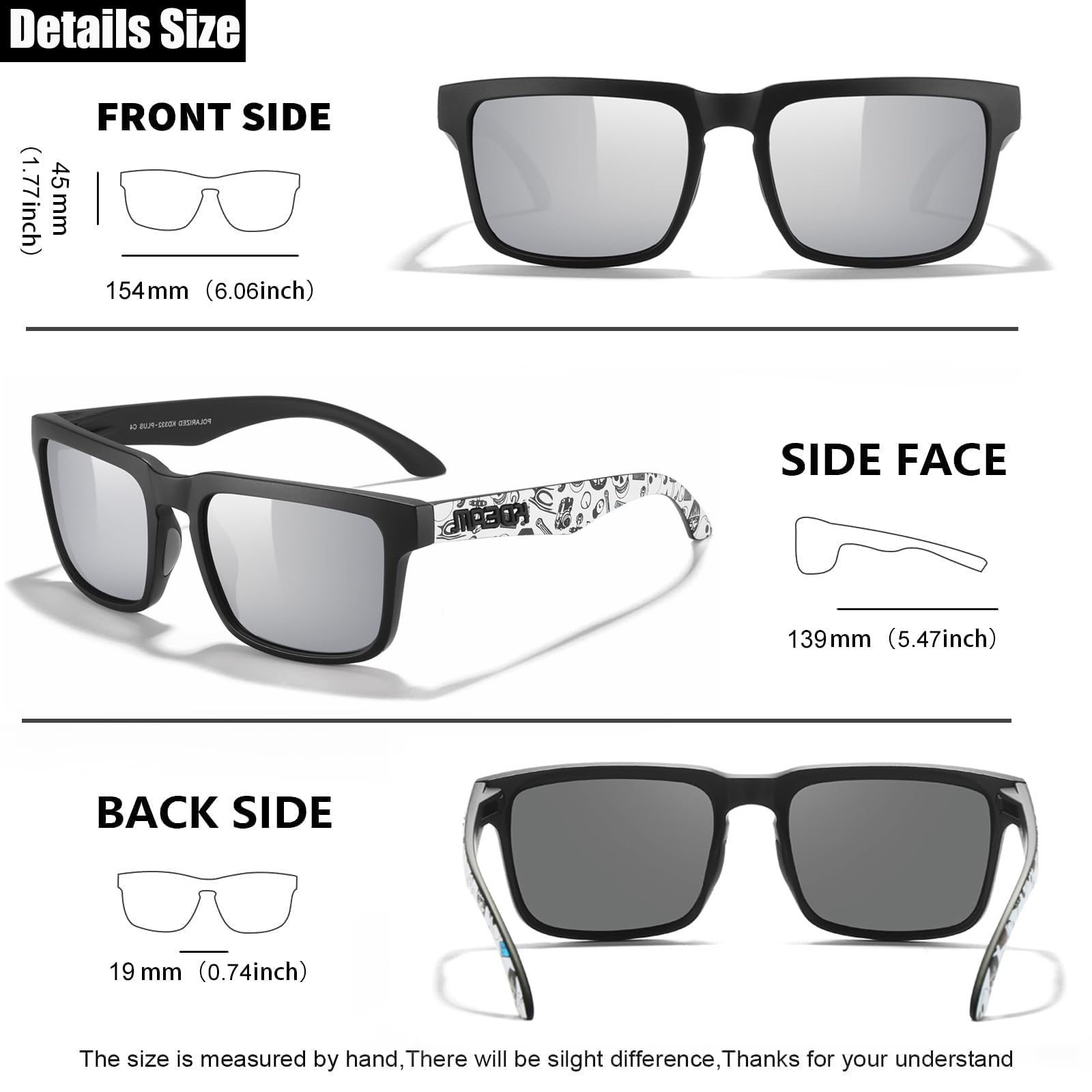 Polarisierte Sonnenbrille in XXL-Größe für Herren und Damen, für Sport, Radfahren, Fahren, Angeln, UV400-Schutz