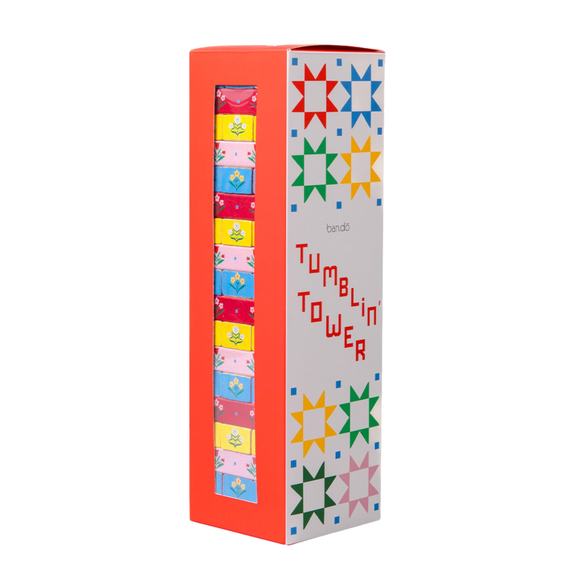 ban.do Tumbling Blocks Game, Quilt Design | Gioco colorato della pila delle mattonelle del blocco di legno 54 per adulti e scatola di immagazzinaggio
