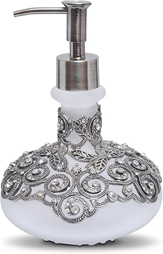 Decozen Dispensador de jabón, vidrio esmerilado de 12.5 onzas con bomba de aleación de zinc a prueba de óxido, recargable para manos y loción
