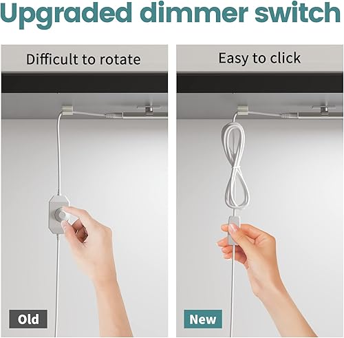 Miniatura 4 de ASOKO Luz LED para debajo del gabinete, regulable, blanco frío, 5000 K, paquete de 4 luces LED de 12 pulgadas enlazables debajo de la encimera para