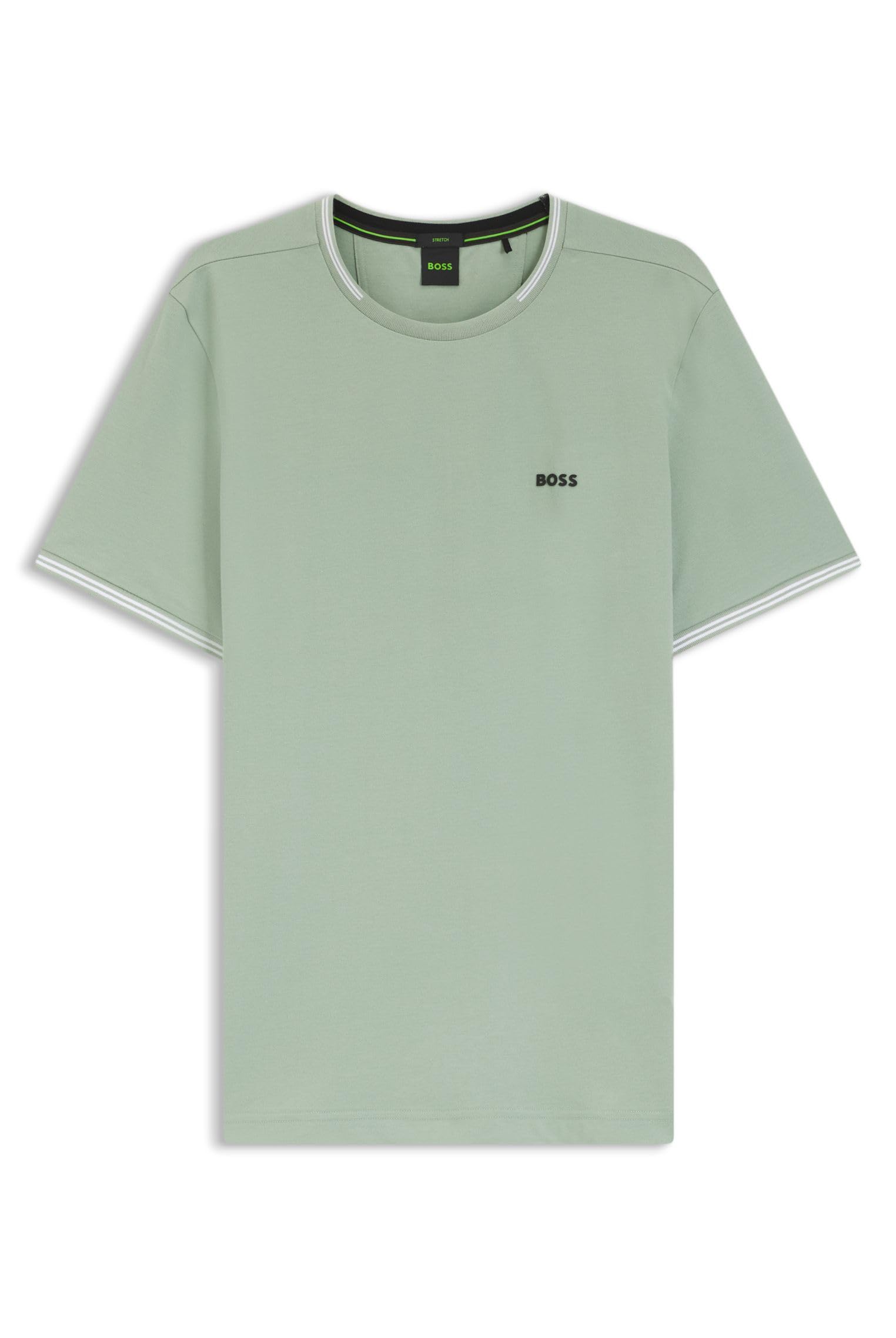BOSS Mens Taul Stretch-Cotton T-Shirt with Logo and Stripes