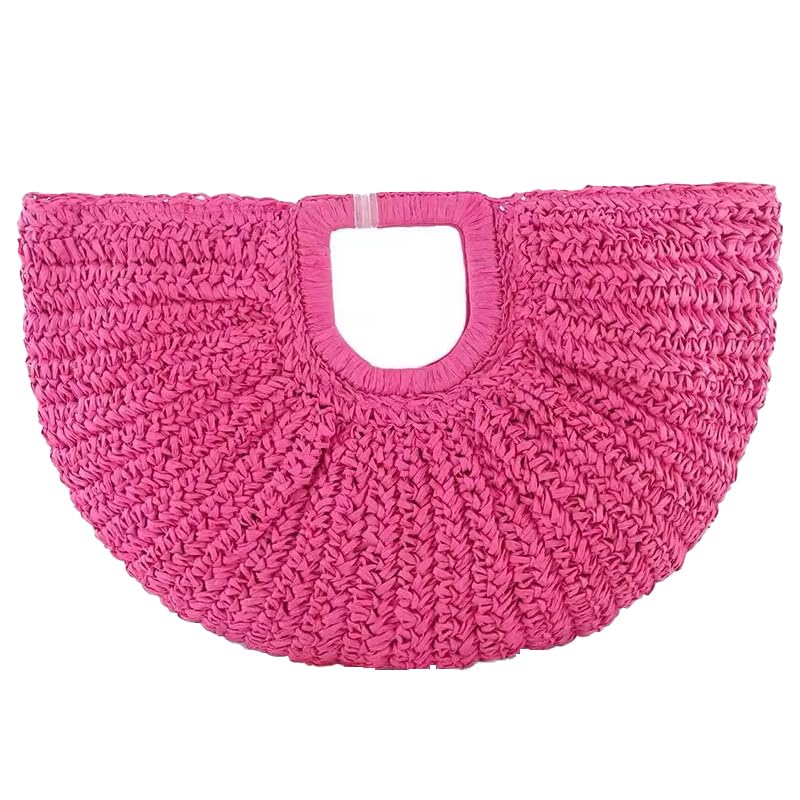 YYWHandmade Tote Bag for Women, Hand-woven Straw Large Hobo Bag for Women Round Handle Ring Toto Summer Beach Bag Beach Bag