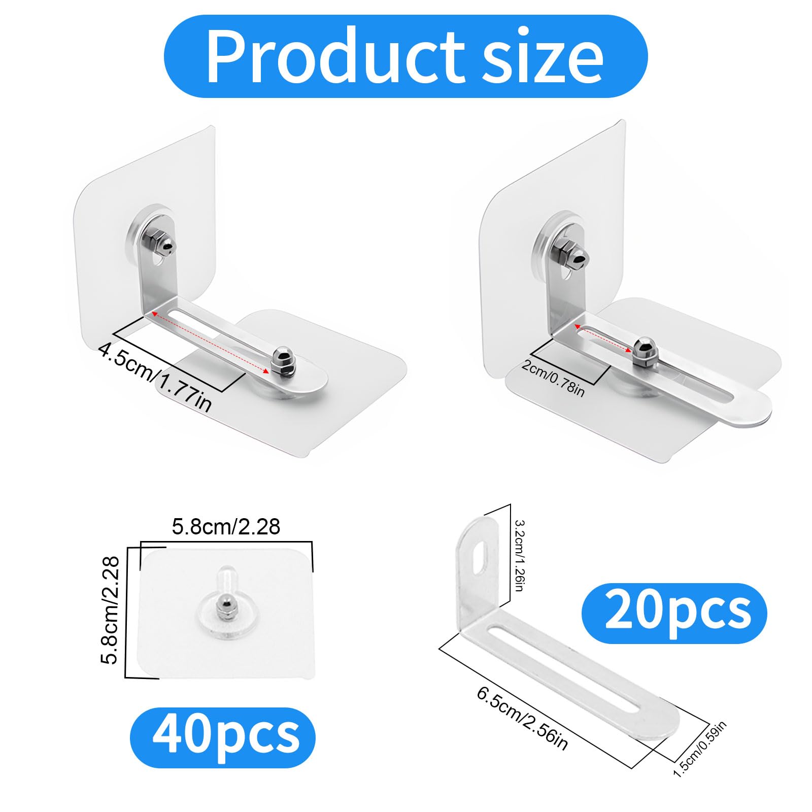 20 Kit Ancrage de Sécurité de Meuble, Support anti-basculement pour Sécurité Meubles, Ancrages Muraux Anti-Basculement Ancrages Fixation Murale sans Percer pour Placard Bibliothèque Etagère Armoire