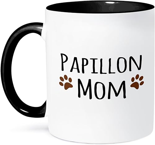 inspirationzstore Pet DesignsPapillon perro MamáDoggie por BreedMuddy Brown Paw PrintsDoggy Lover orgulloso de mascota Propietario Mama LoveTazas,
