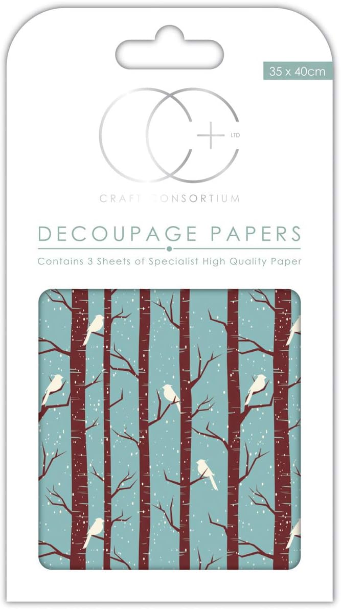 Craft Consortium "Winter Woodland Decoupage Papers (3/Pack), 13.75" x 15.75"