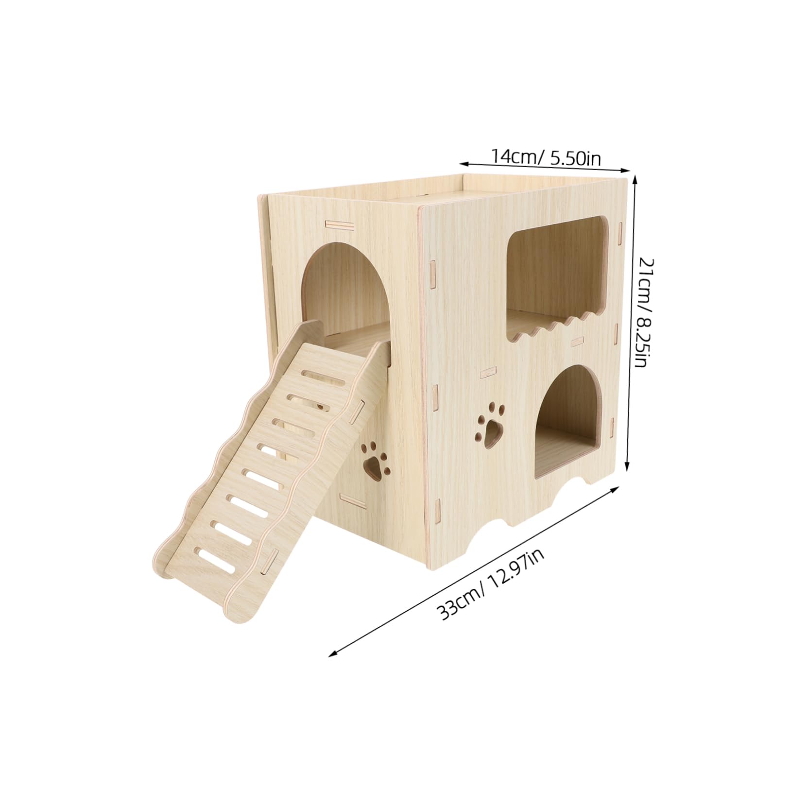 Hemobllo Maison en Bois Beige pour Hamster avec Échelle, Habitat de Repos et Jouet Anti-Ennui Adapté la Cage des Petits Animaux
