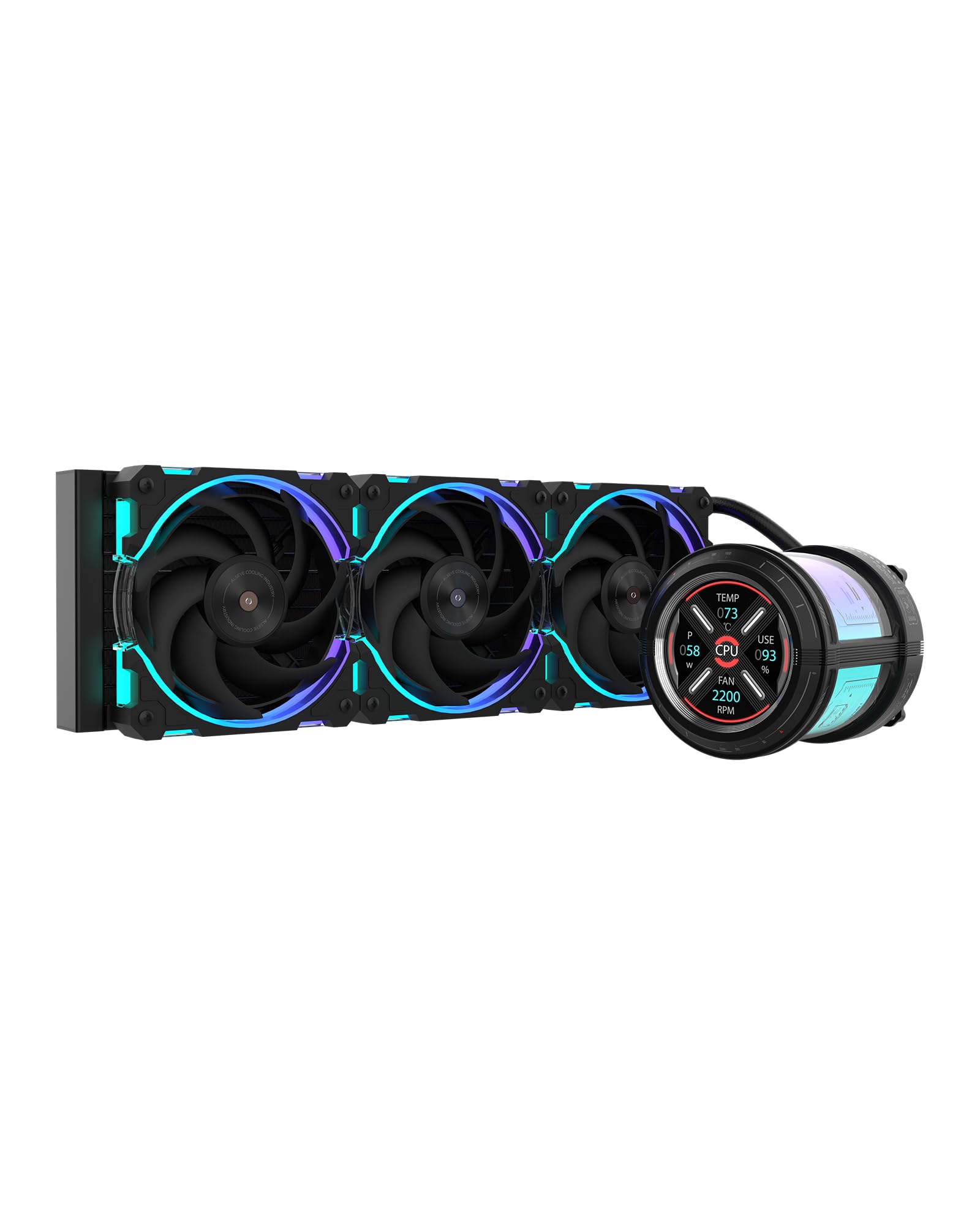 ALSEYE W360 V CPU Liquid Cooler, AIO CPU Cooling, LCD Display, 360mm Radiator Animated Temperature & Image Screen, ARGB, PWM Pump 350W TDP for Intel LGA 1700/1200 & AMD AM5/AM4 (Black)