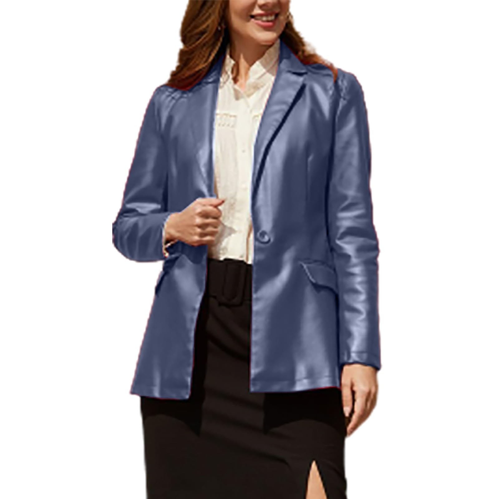 Cocila Giacche Primavera Abito da donna con bottoni a maniche lunghe con scollo a V tinta unita primaverili e autunnali adatto per l'abbigliamento casual da lavoro quotidiano Giubbotto Neve
