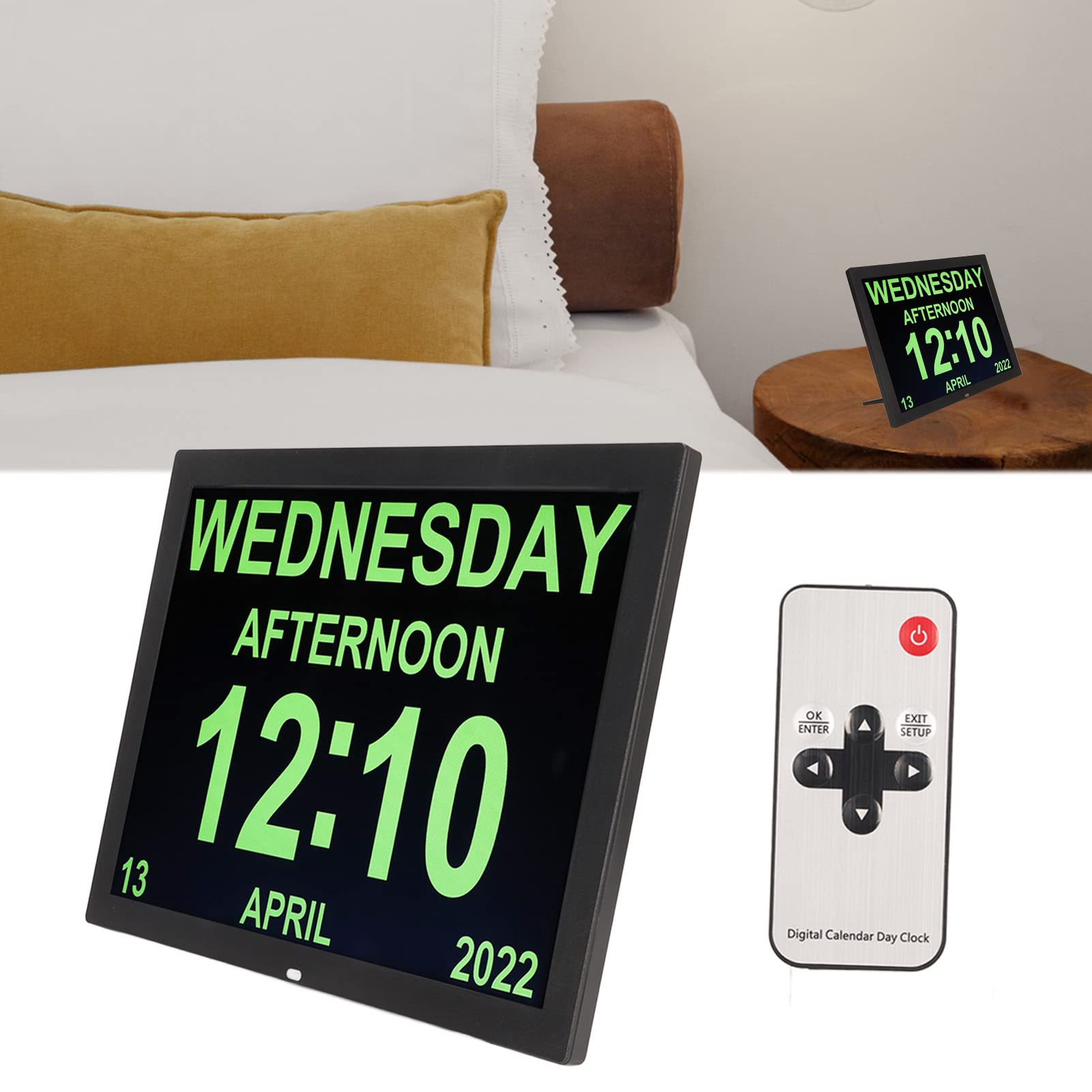 15-Zoll-Digitaluhr, Große Digitaluhr, Großes Display mit Benutzerdefinierten Alarmen und Kalendererinnerungen, Uhren für Senioren, für Alzheimer und Demenz