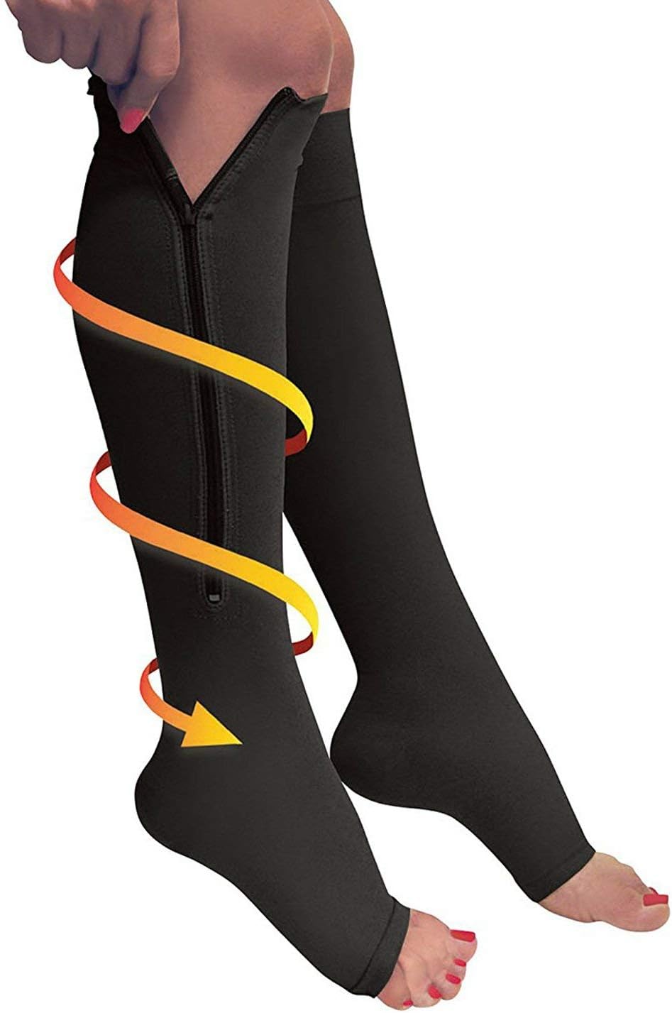 Compression Socks for Men or Women Flight Socks Mens Socks for Swollen Feet and Legs Varicose Veins or DVT 2 Pairs Black Size L/XL