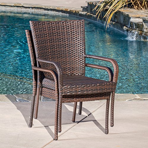 Christopher Knight Home Ckh Outdoor Wicker Stackable Club Chairs, 2 Count Set, Multibrown (Pack Of 1) #TOP1