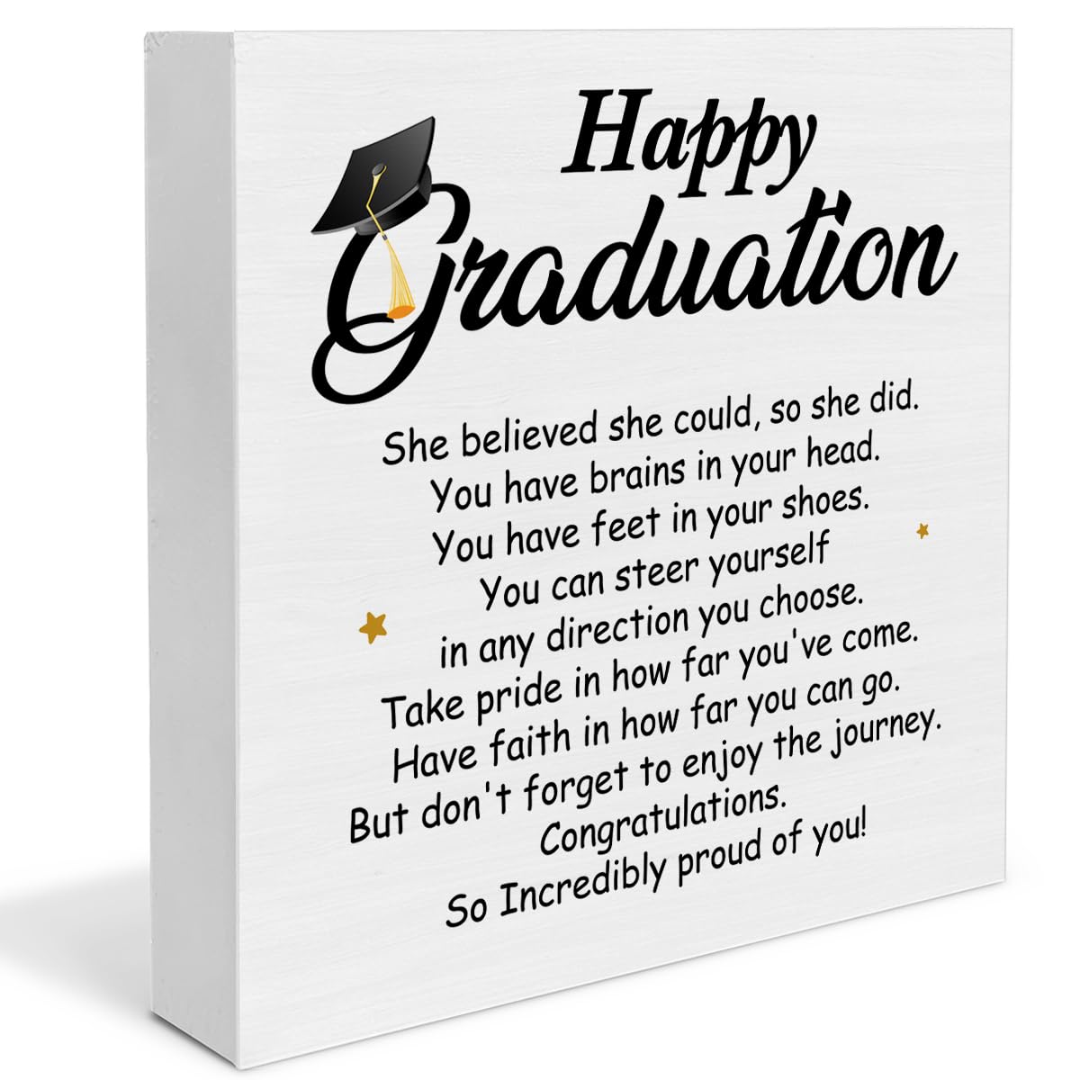 Graduation Decor for Her, Cool Graduation Desk Decorations Wooden Sign, Inspirational Wood Plaque Block Sign Rustic Home Decor 5 x 5 Inches